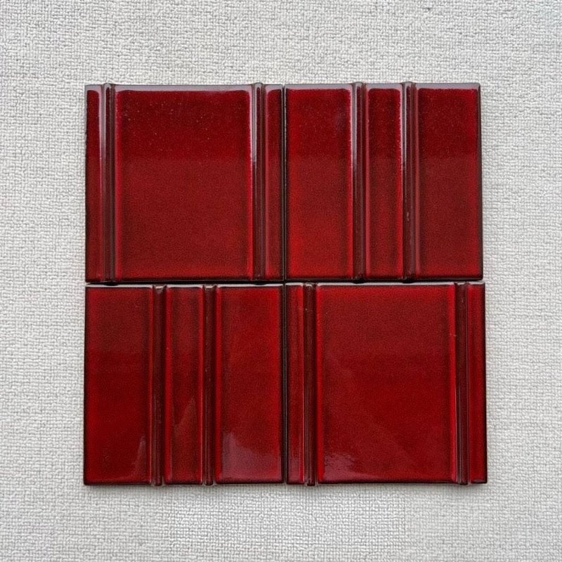 150x150 High Quality Luxury Glazed Red Glossy Surface Ceramic Subway Tile for Wall Decoration Villa Hotel Project 1