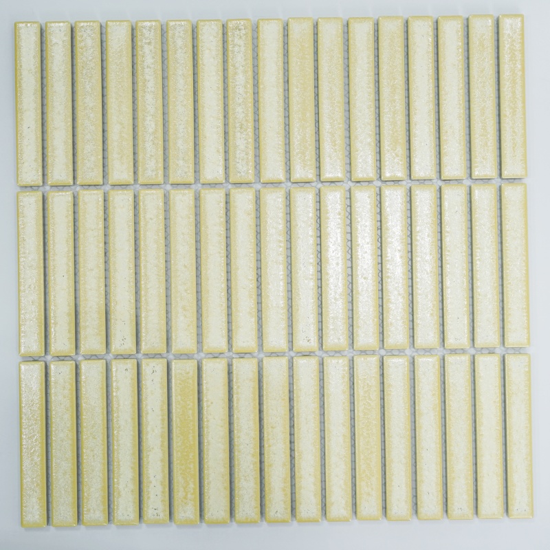 15x98mm long strip Yaint Yellow Mosaic tile High-Precision Fambe indoor hotel villa bathroom background wall tiles Wholesale factory 1 15x98mm long strip Yaint Yellow Mosaic tile High-Precision Fambe indoor hotel villa bathroom background wall tiles Wholesale factory