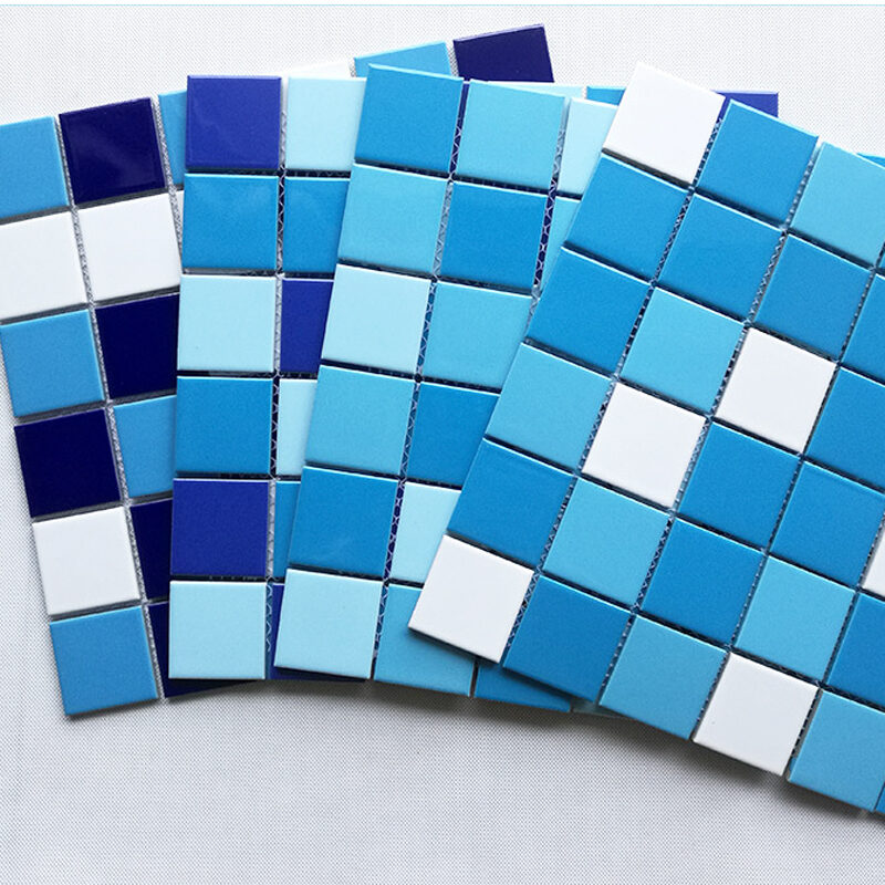 48mm Blue Green Cracked Bathroom Kitchen Backsplash Wall Floor Ice-crackle Porcelain Tiles Ceramic Mosaic for Swimming Pool 16 Blue Swimming Pool Crystal Mosaic Glass Tile