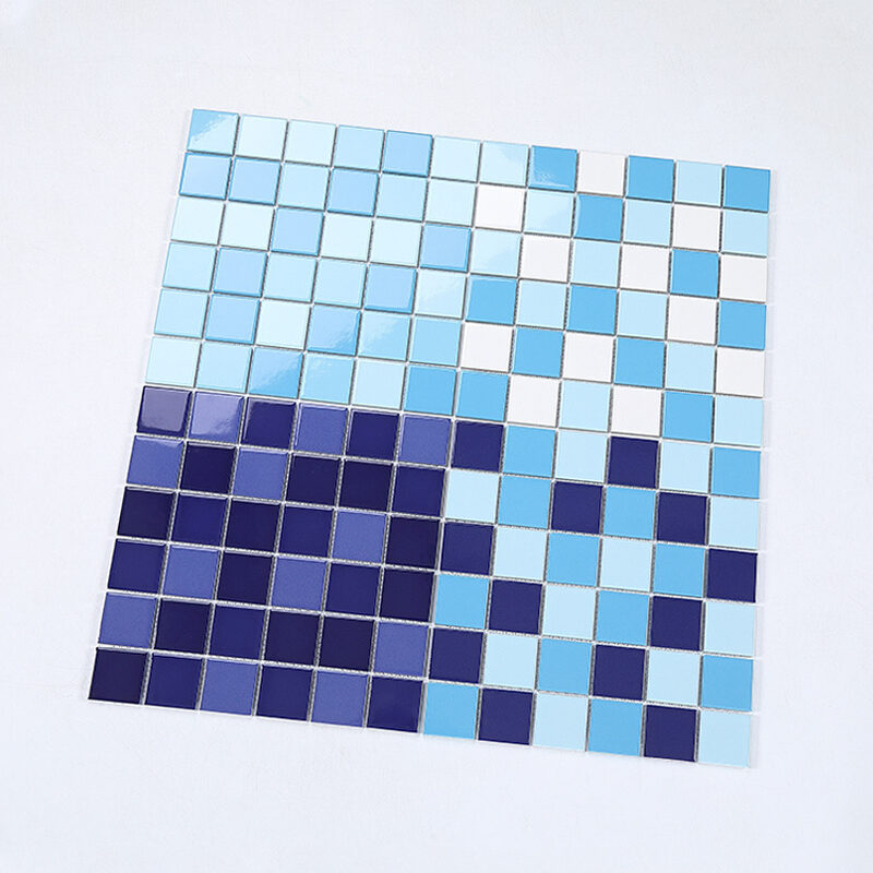48mm Blue Green Cracked Bathroom Kitchen Backsplash Wall Floor Ice-crackle Porcelain Tiles Ceramic Mosaic for Swimming Pool 15 Blue Crystal Glass Mosaic Floor Tile
