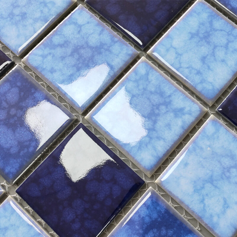 48mm Blue Green Cracked Bathroom Kitchen Backsplash Wall Floor Ice-crackle Porcelain Tiles Ceramic Mosaic for Swimming Pool 14 Blue Square Glass Swimming Pool Mosaic Tile