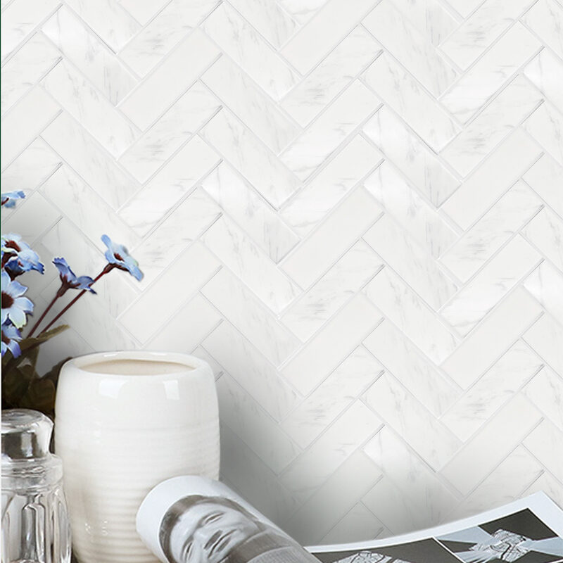 White Humanoid Mosaic Wall Floor Tile