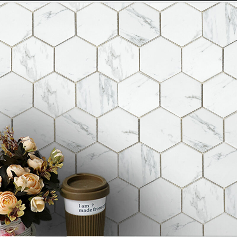 Mosaic Tile China Suppliers Marble Carrara White Porcelain Hexagon Mosaic Tile For Bathroom Kitchen Backsplash 13 Carrara White Porcelain Hexagon Mosaic Tile