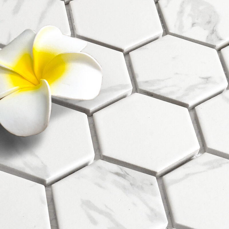 Mosaic Tile China Suppliers Marble Carrara White Porcelain Hexagon Mosaic Tile For Bathroom Kitchen Backsplash 15 White Porcelain Hexagon Mosaic Tile
