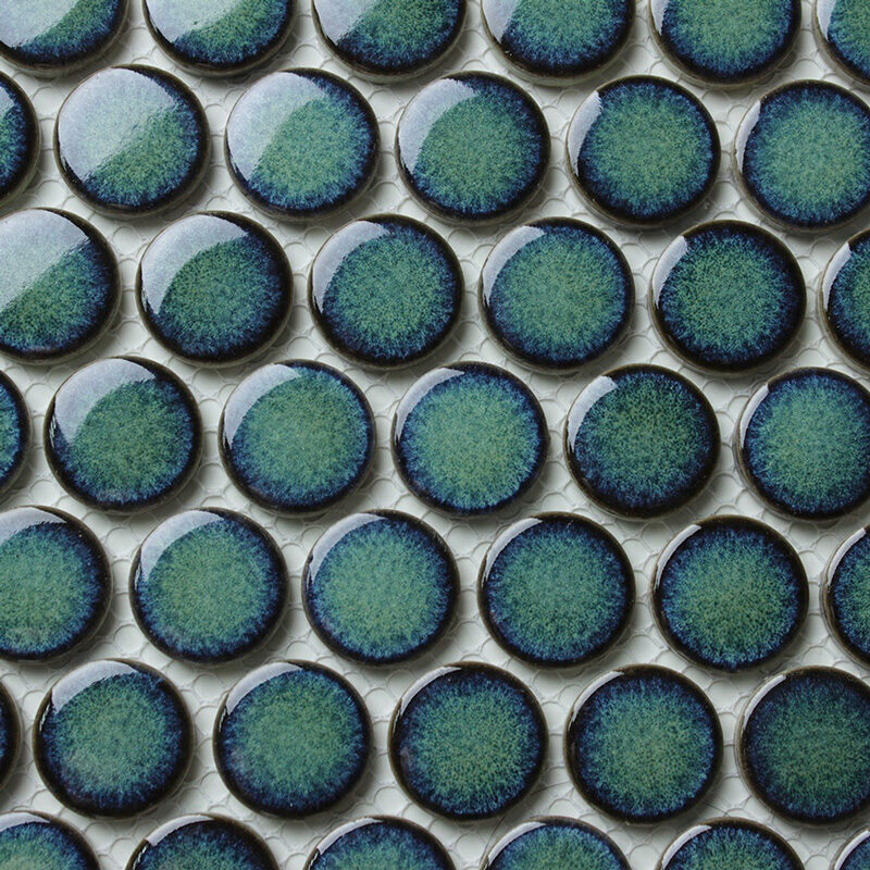 blue round mosaic tile