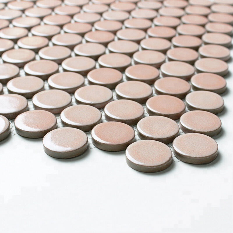 pink round ceramic mosaic tile