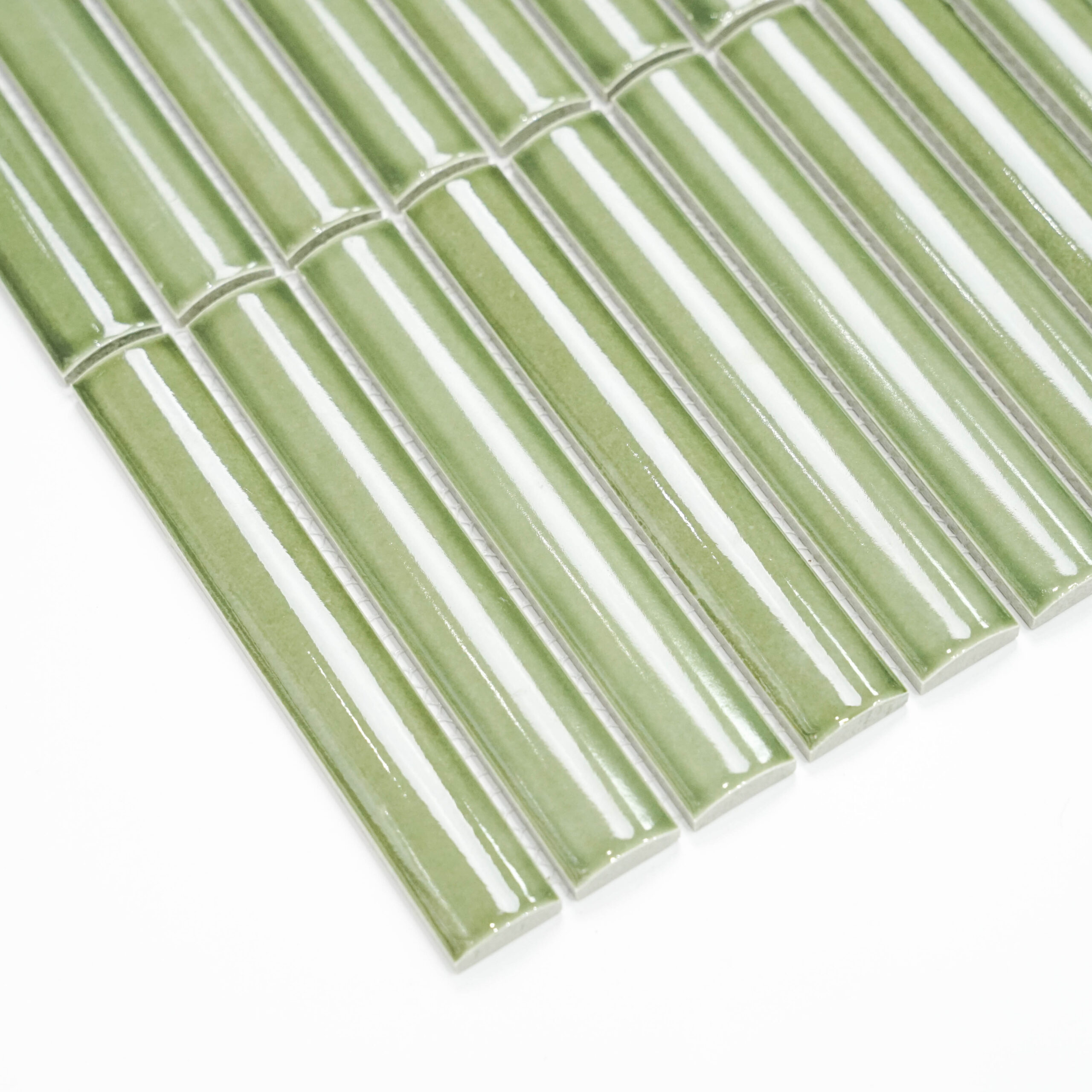 22x145mm 3D Semicircle Grass Green Glaze Mosaic tile High-Precision indoor hotel villa bathroom background wall tiles Pice 3 22x145mm 3D Semicircle Grass Green Glaze Mosaic tile High-Precision indoor hotel villa bathroom background wall tiles Pice - Image 3