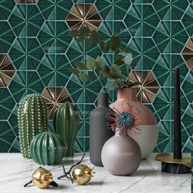 3D Design  Handwork kitchen Bathroom backsplash wall Hexagon Mosaic Tile