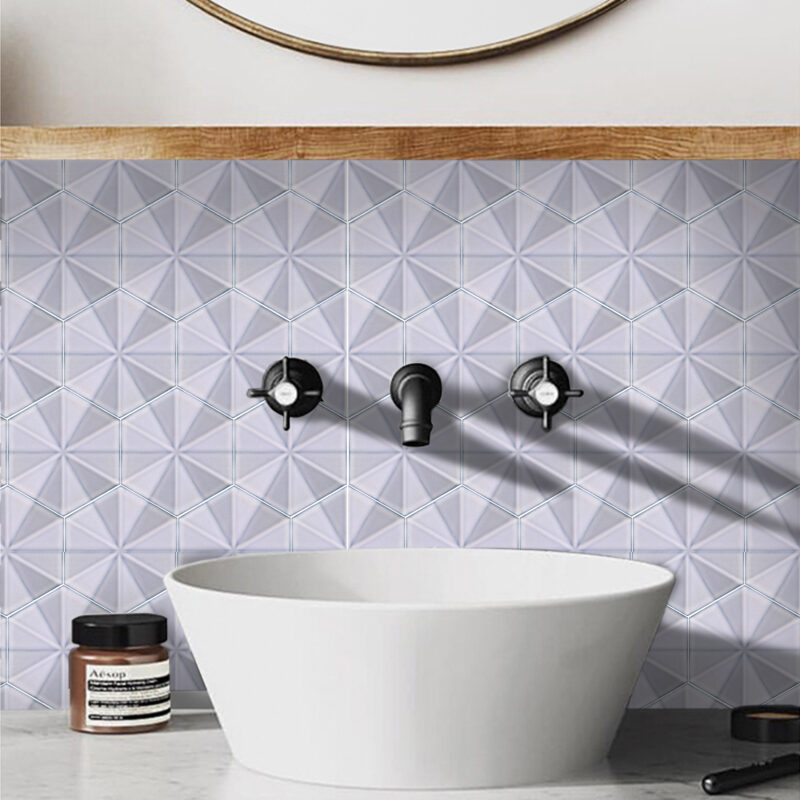3D Design White Handwork Bathroom Hexagon Mosaic Tile 9 3D龙驹六角 4
