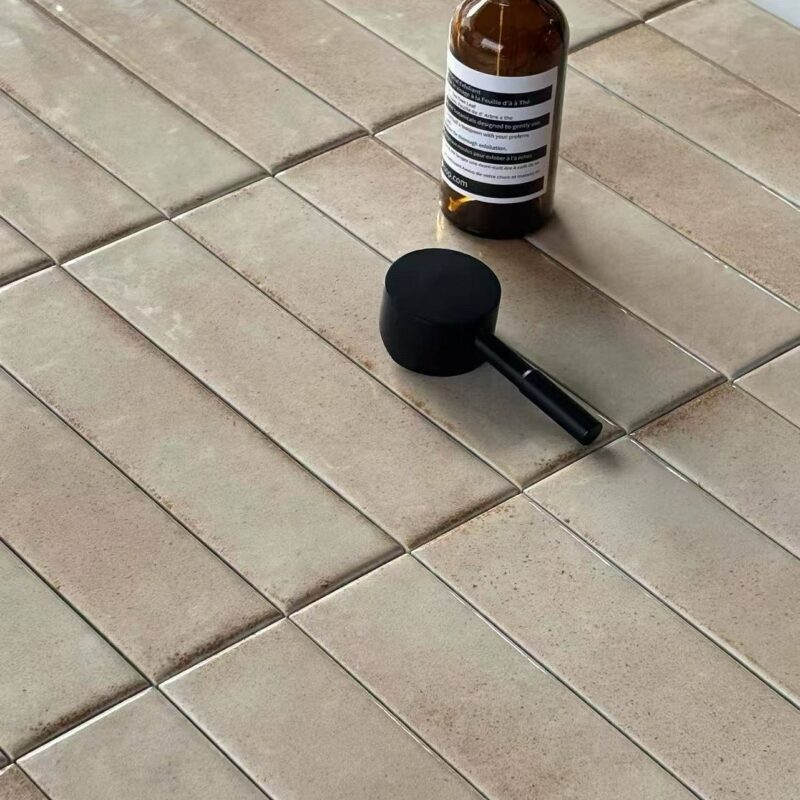 50x200mm Beige Glazed 3D handcrafted tiles high end villa hotel living room hall kitchen bathroom background wall tiles 2