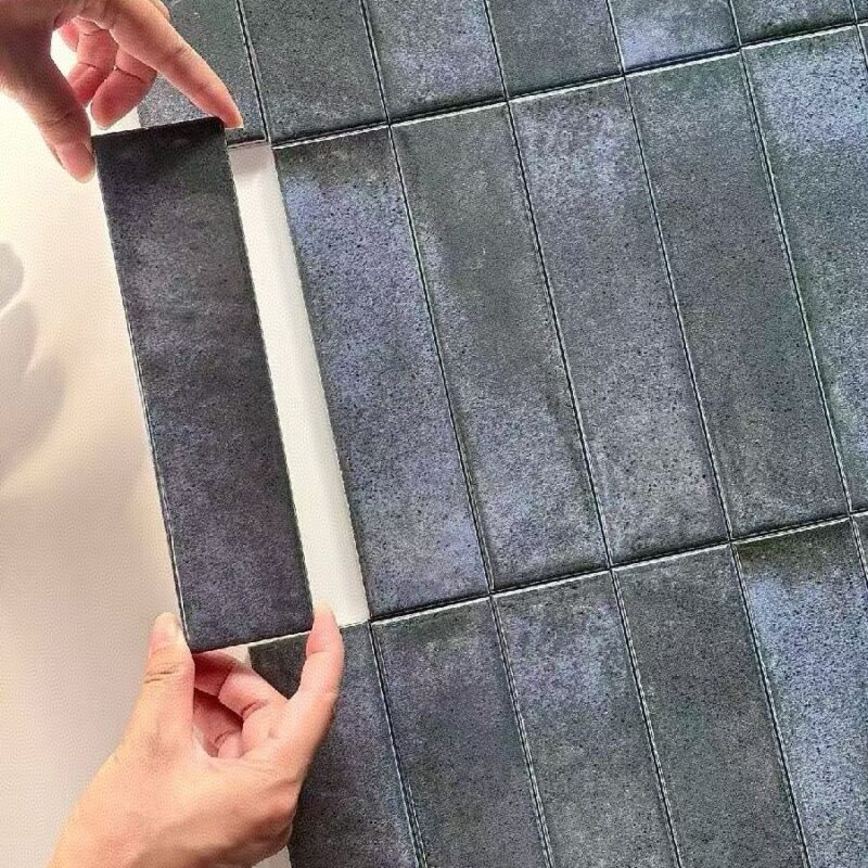 50x200mm Deep Blue Glazed 3D handcrafted tiles high end villa hotel living room hall kitchen bathroom background wall tiles 3