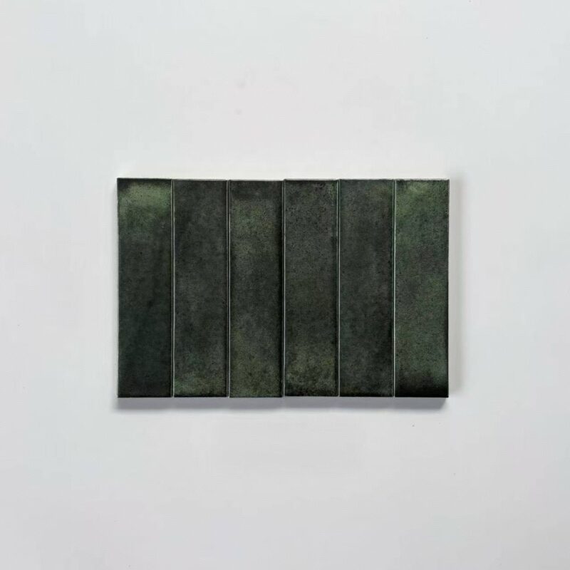 50x200mm Deep Green Glazed 3D handcrafted tiles high end villa hotel living room hall kitchen bathroom background wall tiles 1