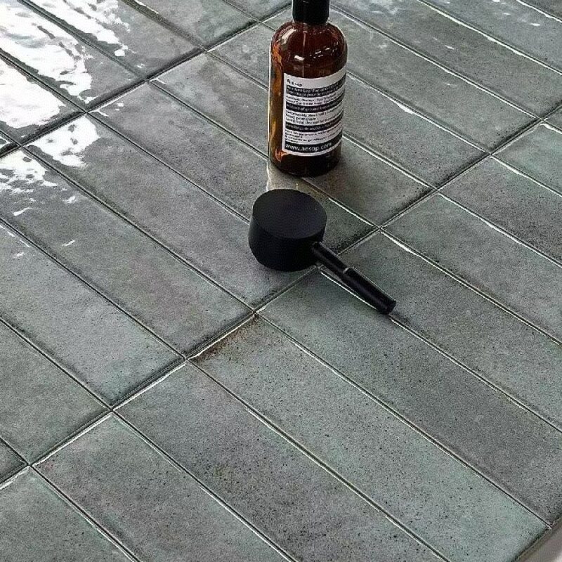 50x200mm Grey Glazed 3D handcrafted tiles high end villa hotel living room hall kitchen bathroom background wall tiles 2