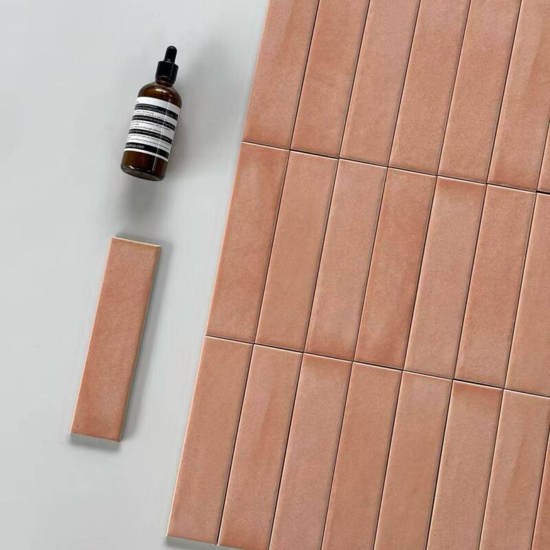 GROSSO-Mosaic Tile Supplier Glass Mosaic Tile Factory Outlet Price 17 50x200mm Pink Glazed 3D handcrafted tiles high end villa hotel living room hall kitchen bathroom background wall mosaics 3