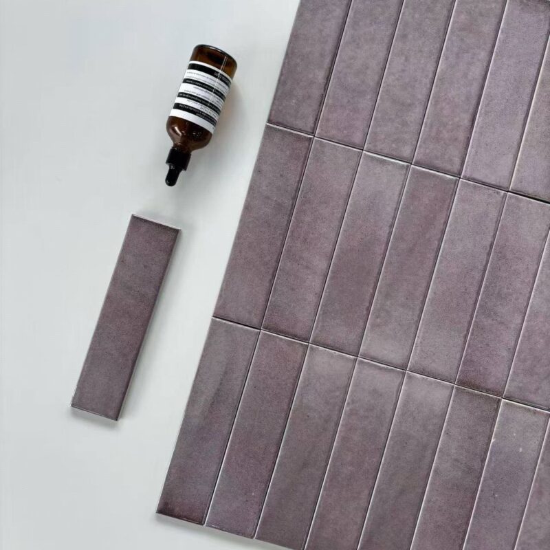 GROSSO-Mosaic Tile Supplier Glass Mosaic Tile Factory Outlet Price 15 50x200mm Purple3D handcrafted tiles high end villa hotel living room hall kitchen bathroom background wall mosaics 3