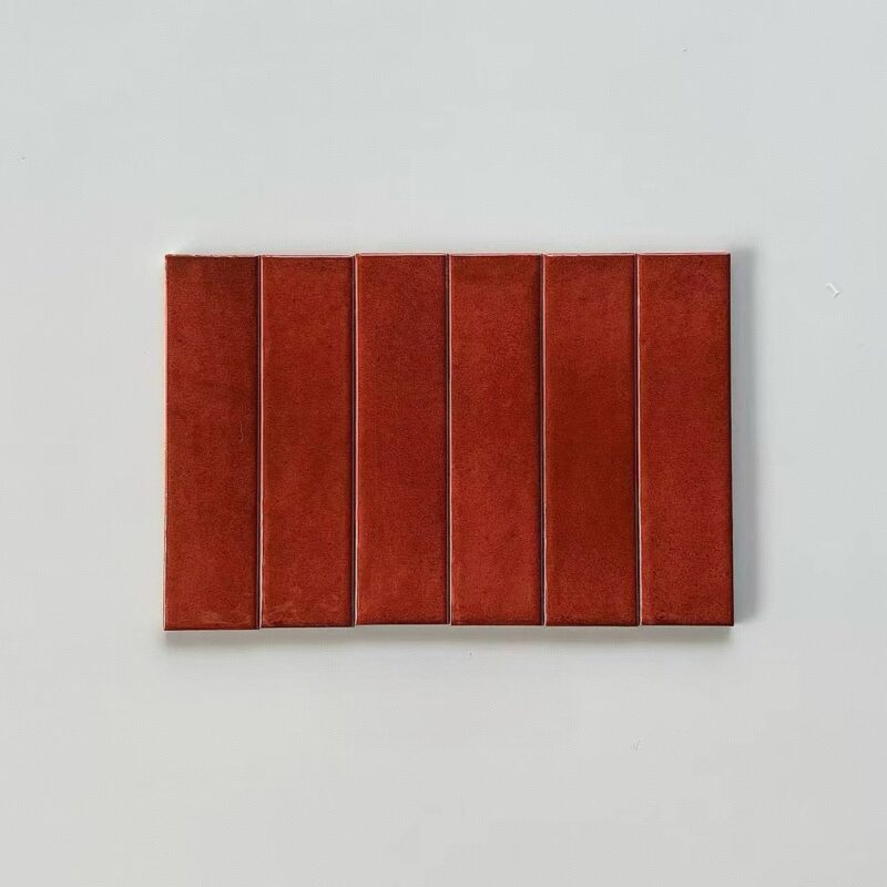 GROSSO-Mosaic Tile Supplier Glass Mosaic Tile Factory Outlet Price 21 50x200mm Red Glazed 3D handcrafted tiles high end villa hotel living room hall kitchen bathroom background wall tiles 1