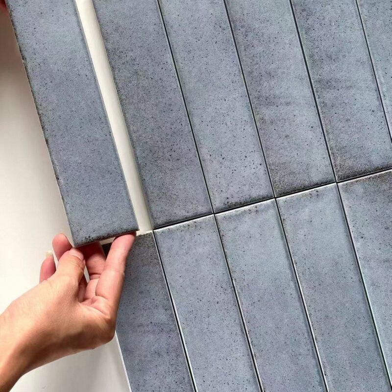 50x200mm Vintage Blue Glazed 3D handcrafted tiles high end villa hotel living room hall kitchen bathroom background wall tiles 3