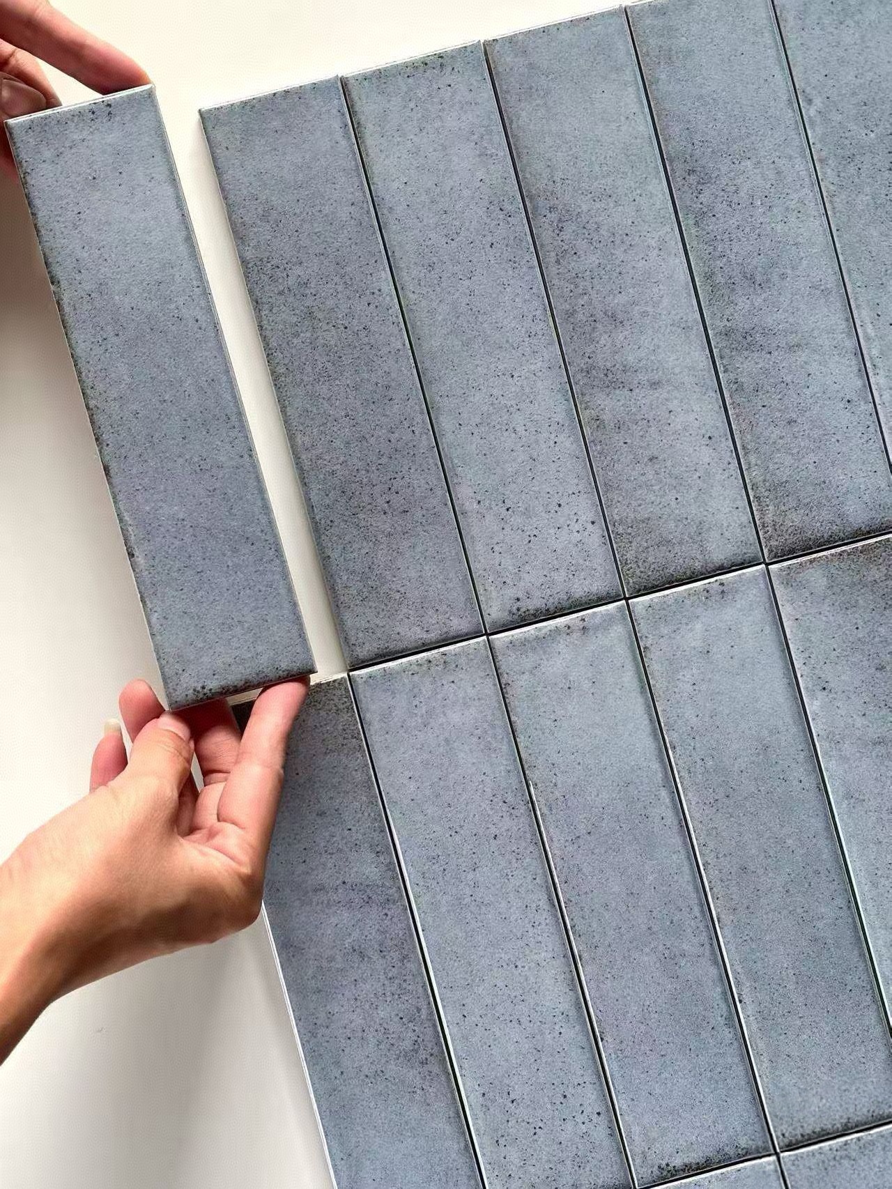 50x200mm Vintage Blue Glazed 3D handcrafted tiles, high-end villa hotel living room, hall, kitchen, bathroom background wall tiles 2 50x200mm Vintage Blue Glazed 3D handcrafted tiles, high-end villa hotel living room, hall, kitchen, bathroom background wall tiles - Image 2