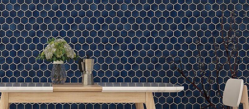 Thailand mosaic factory wholesale green gray hexagonal crystal glazed ceramic mosaic tile 27 Blue Glass Crystal Glazed Ceramic Crystal Hexagon Mosaic Tile Backplash Mosaic Tile