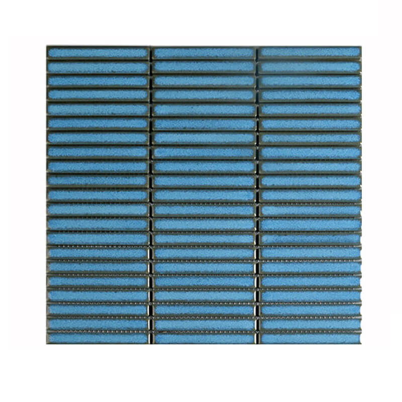 Blue Kitchen Floor Interior Strip Finger Mosaic Tile