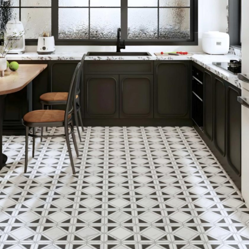 Carrara white and black natural marble Mosaic luxury villa kitchen and bathroom background wall and floor tiles Mosaic tiles 1 Carrara white and black natural marble Mosaic luxury villa kitchen and bathroom background wall and floor tiles Mosaic tiles