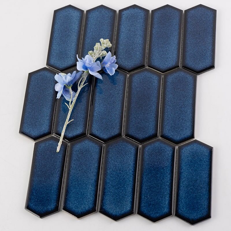 Ceramic mosaic glazed long hexagon living room background wall tiles