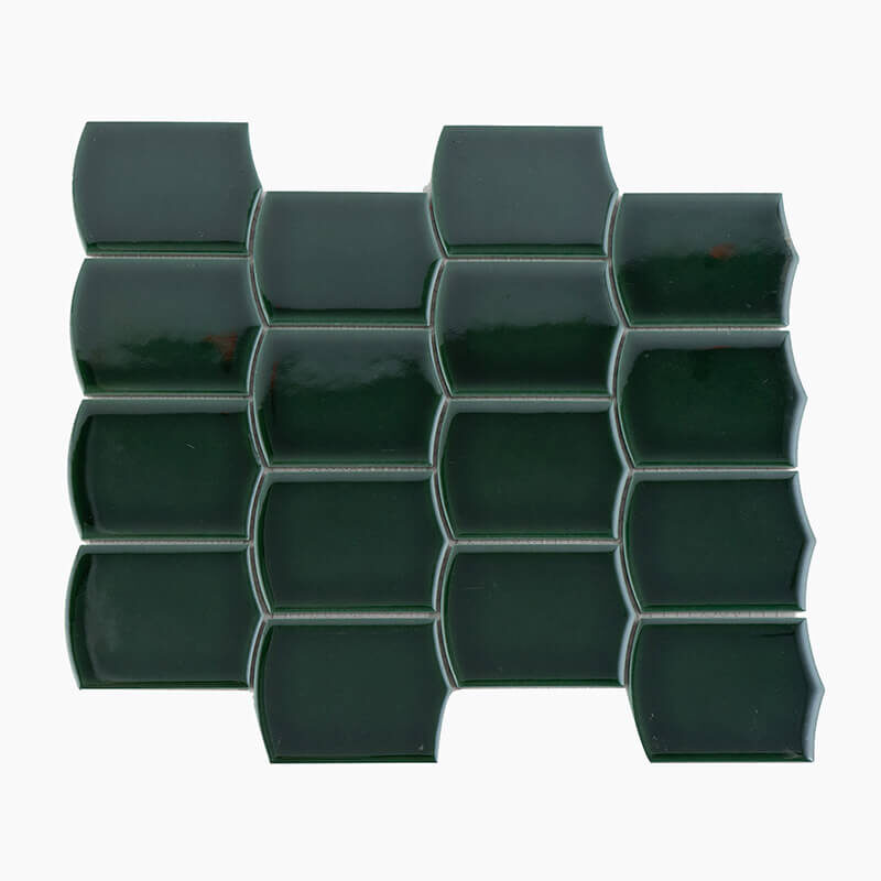 China Wholesale Kitchen Shower Bathroom Wall Backsplash Glossy Glazed Green Mosaics