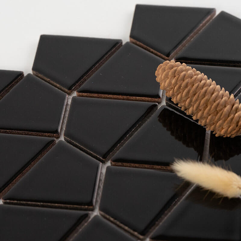 Natural Blue Diamond Flower Pattern Ceramic Irregular Shape Crystal Glazed Mosaic Tile 41 Classic Crystal Glazed Porcelain Irregular Diamond Shape Wall Mosaic Tile