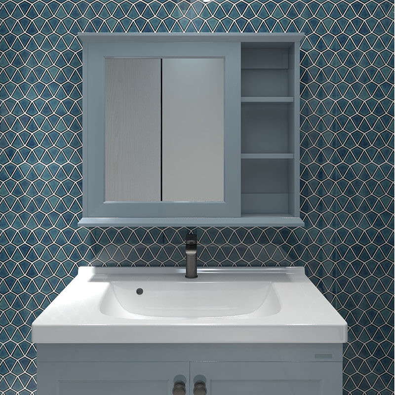 Natural Blue Diamond Flower Pattern Ceramic Irregular Shape Crystal Glazed Mosaic Tile 36 Factory Direct Price Supply Glazed Finish Diamond Mosaic Tile For Shower