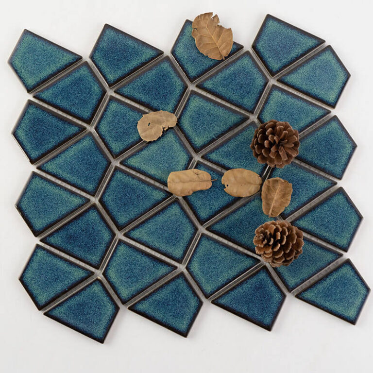 Glazed Porcelain Square Mosaic Tiles Wall Designs Blue Ceramic Tile Swimming Poo