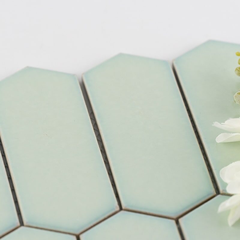 Factory cheap Mosaic strip hexagon wall decorative glass mosaics