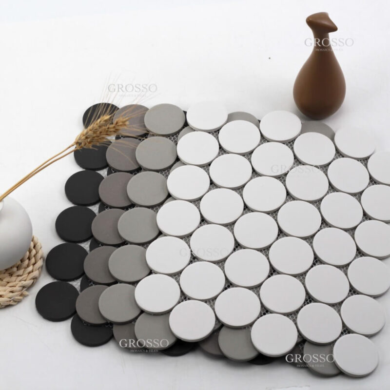 48mm Full Body Round kitchen restaurant bathroom wall colours round glazed ceramic large penny mosaic 7 Full Body Round Mosaic 2