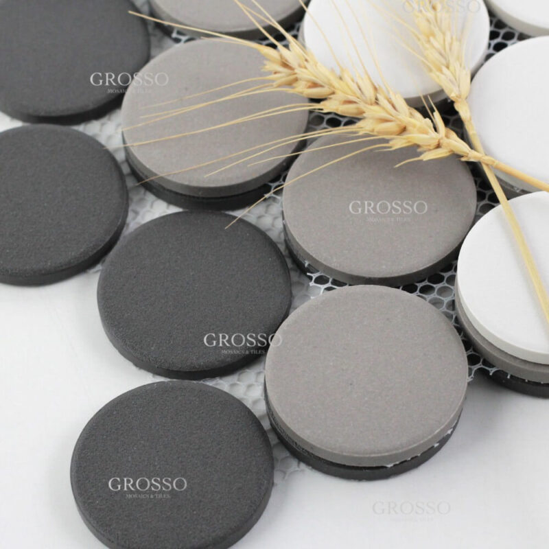 48mm Full Body Round kitchen restaurant bathroom wall colours round glazed ceramic large penny mosaic 8 Full Body Round Mosaic 6