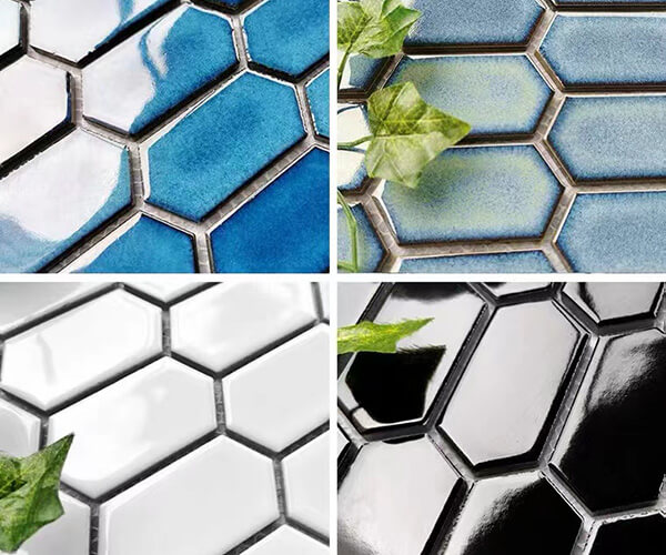 Glossy Crystal Glazed Porcelain Hexagon Mosaic Tiles