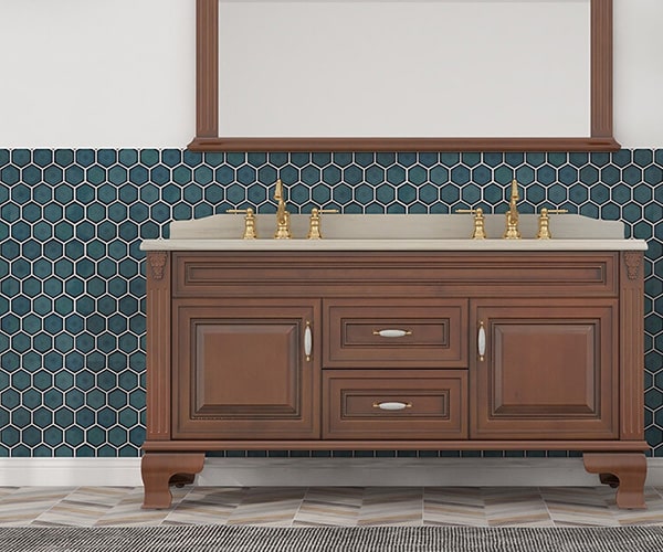 Green Glossy Crystal Glazed Porcelain Hexagon Mosaic Tile