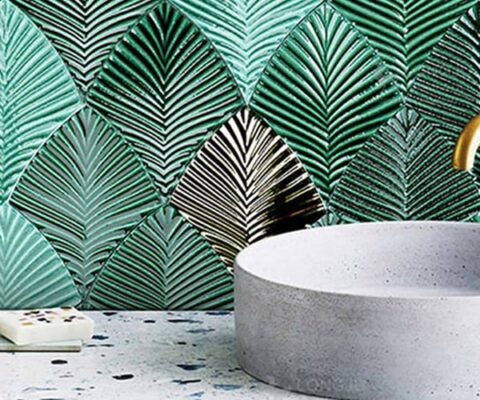 Green Leaf-Shape Interior 3D Irregular Mosaic