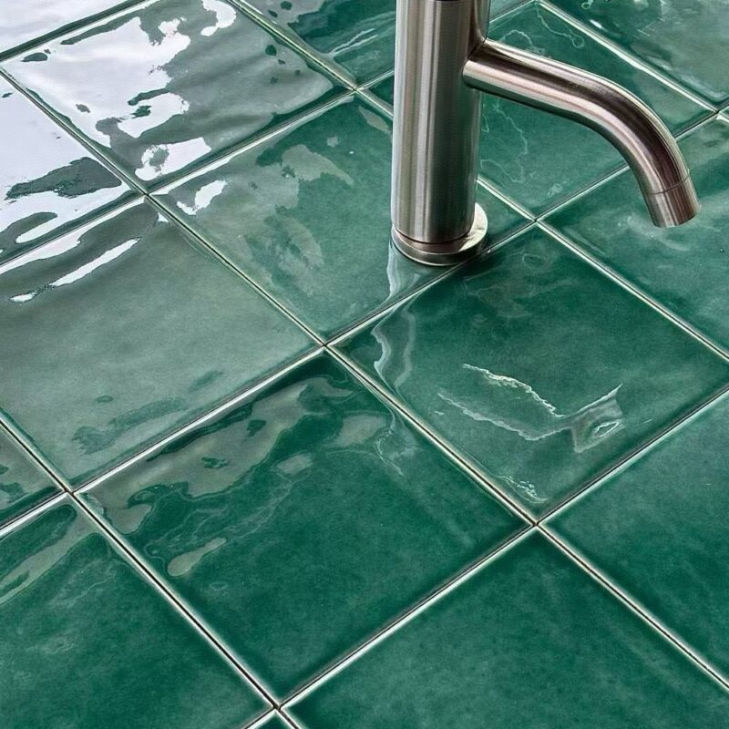 Green Modern Classic Ceramic Bathroom Wall Tiles Mosaic Heat Insulation Antibacterial Firebrick Interior Walls Borders Accents 3