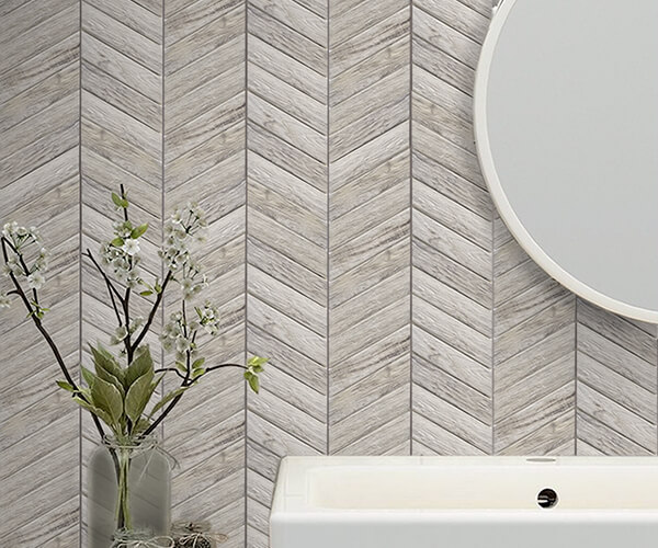 Herringbone Grey Wood Grain Marble MosaicGrey Wall Mosaic Tile