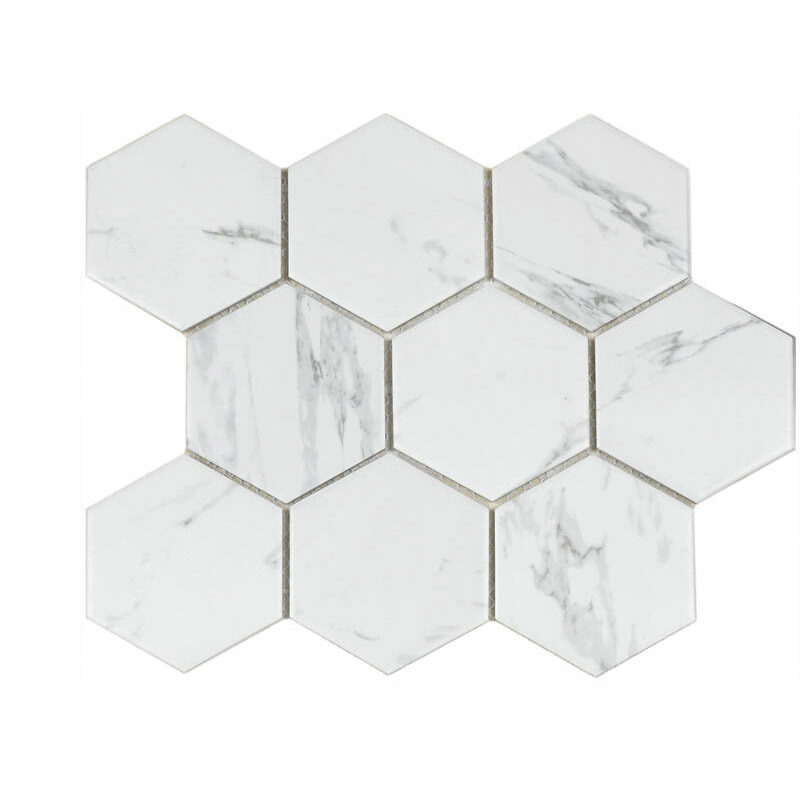 White Marble Hexagon Carrara Mosaics Tile