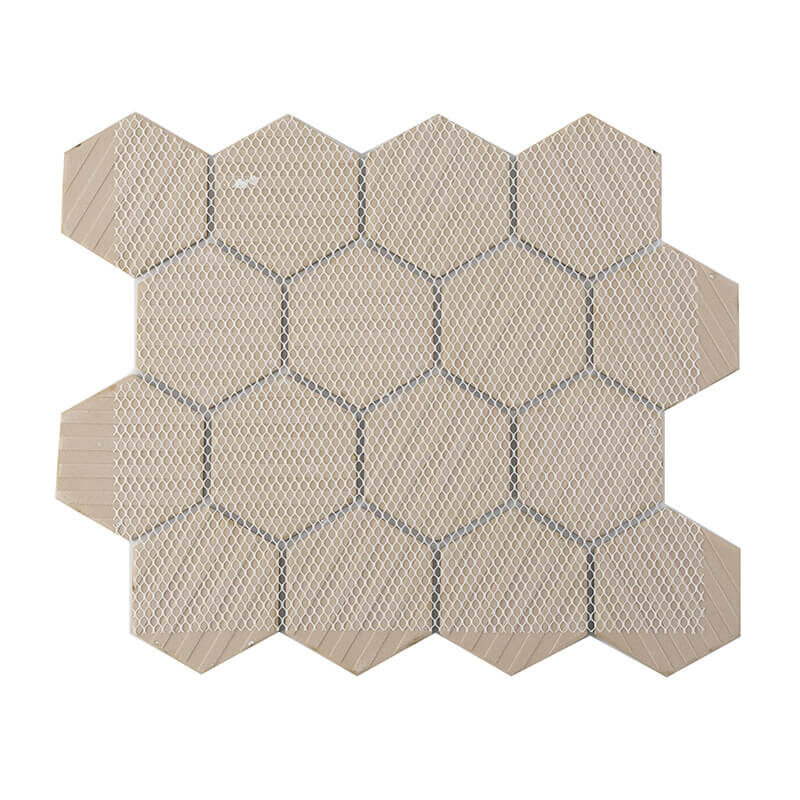 Crystal White Glazed Glossy Mesh Mounted Porcelain Hexagon Mosaic Tile 32 Hexagon Crystal Glazed Ceramic Mosaic Wall Tile