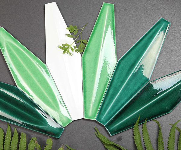 Hexagon Handmade Mosaic Shape Green Color Ceramic Mosaic Tile