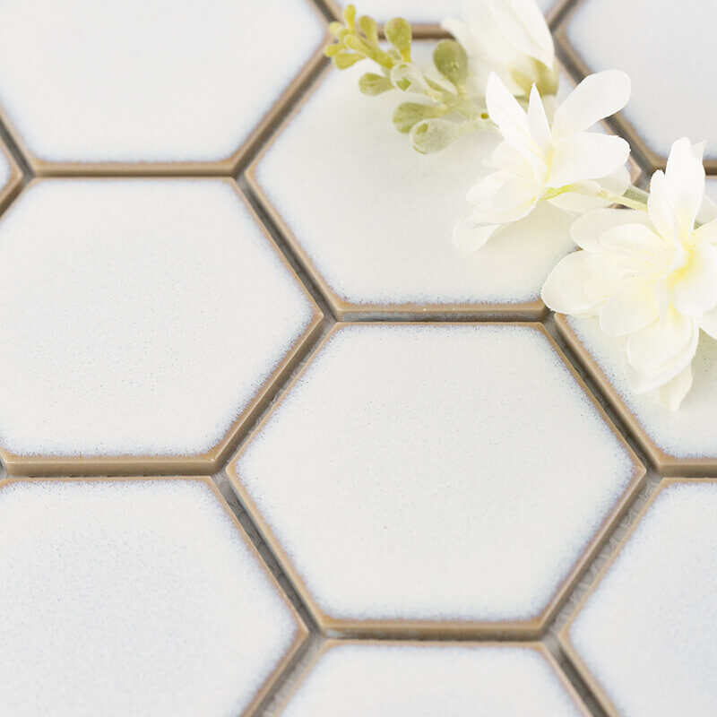 Crystal White Glazed Glossy Mesh Mounted Porcelain Hexagon Mosaic Tile 20 Hexagon Tile Carrara White Glazed Tiles Interior Wallinterior Wall Modern