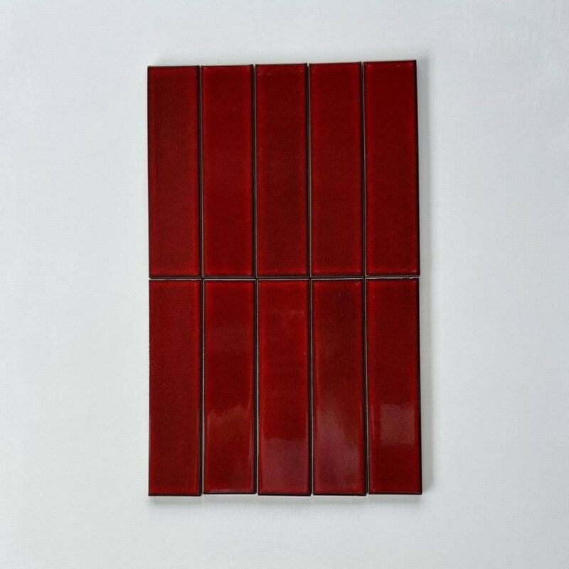 GROSSO-Mosaic Tile Supplier Glass Mosaic Tile Factory Outlet Price 17 High Quality Luxury Glazed Red Glossy Surface Ceramic Subway Tile for Wall Decoration Villa Hotel Project 1