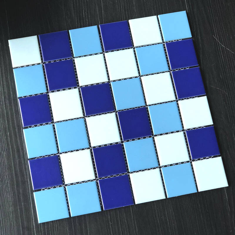 Hot Sale Glazed Mosaic Mixed Blue Square Mosaic Tile Outdoor Swimming Pool Mosaic 12 Pool Mosaic tile