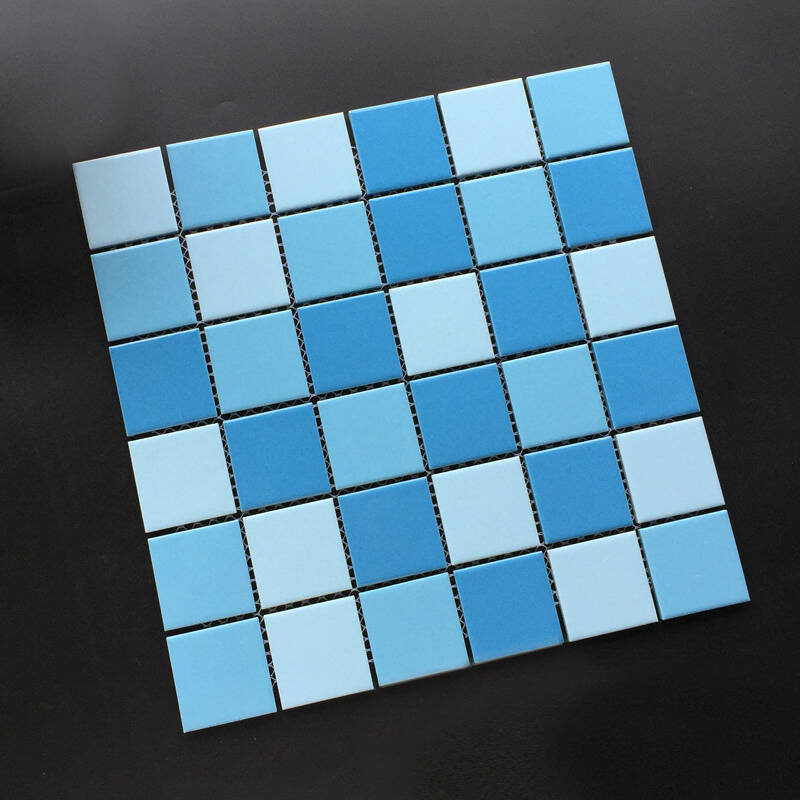 Hot Sale Glazed Mosaic Mixed Blue Square Mosaic Tile Outdoor Swimming Pool Mosaic 14 Blue Square Mosaic Pool Tile