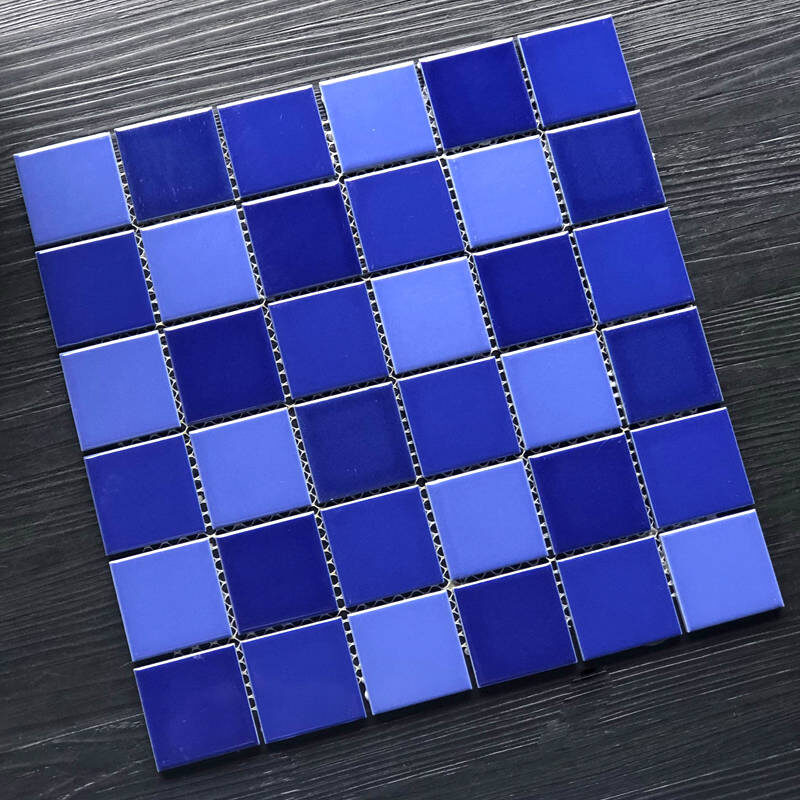 Hot Sale Glazed Mosaic Mixed Blue Square Mosaic Tile Outdoor Swimming Pool Mosaic 17 Glazed Mosaic Blue Square Mosaic Pool Tile