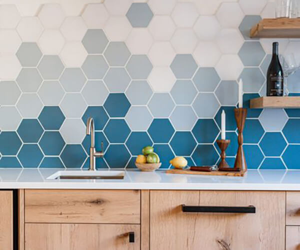 Marble Hexagon Mosaic Tile Honed Kitchen
