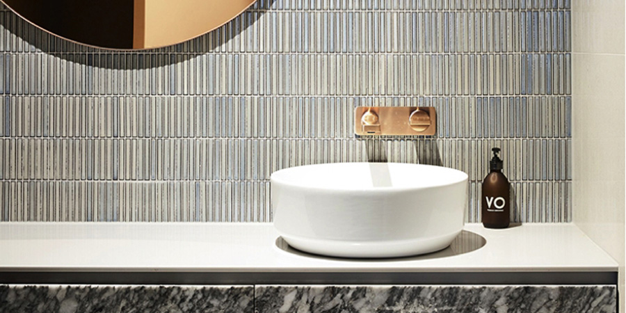 Marble Mosaic Wall Tile Slim Strip Form Interlocking Style