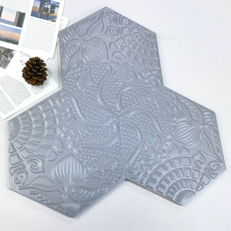 3D Design 184x211mm Handmade tile kitchen Bathroom Backsplash wall Hexagon Mosaic Tile 13 Porto 3