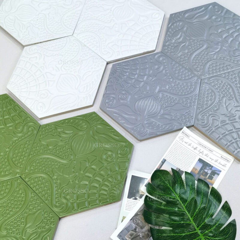 3D Design 184x211mm Handmade tile kitchen Bathroom Backsplash wall Hexagon Mosaic Tile 12 Porto 7